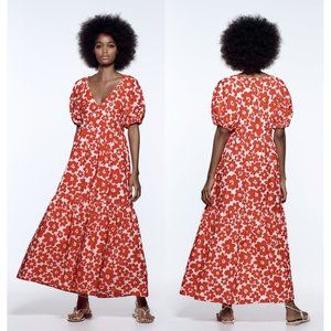 NEW ZARA printed poplin dress